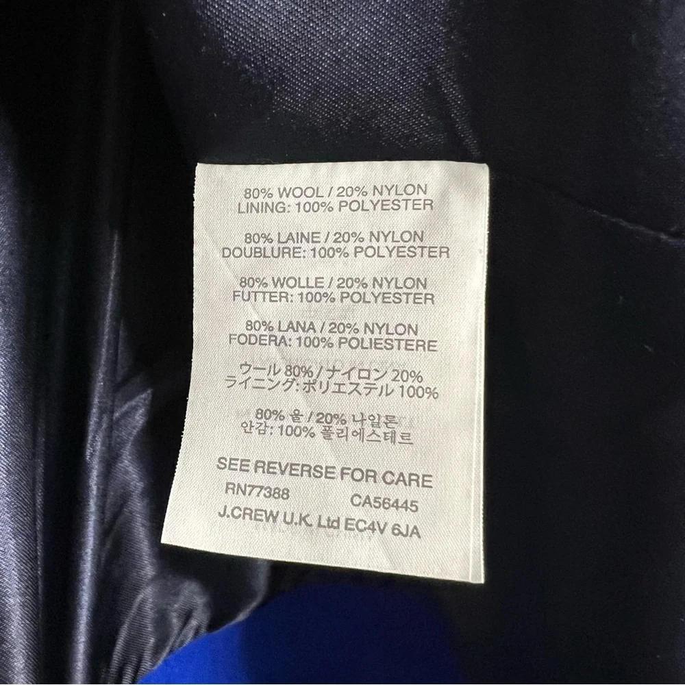 NWT J. Crew Melton Wool Coat Blue Women's Size 4P Winter Pea Topcoat Zip Front - Picture 10 of 10